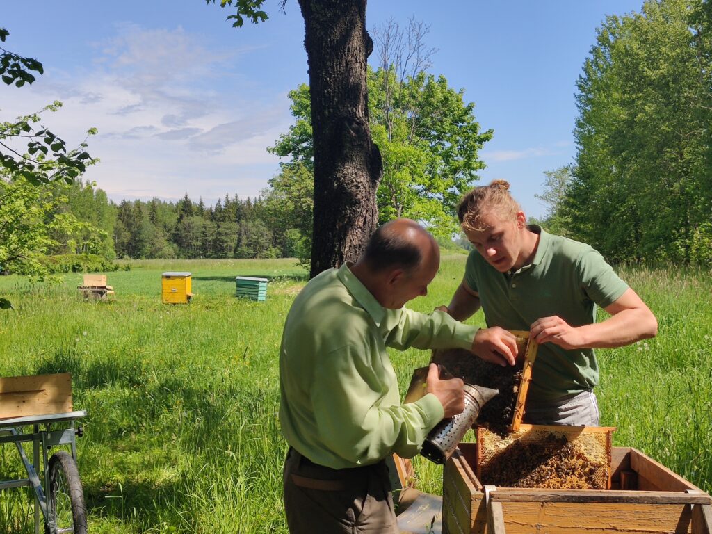 Nuo 13-kos metų šeimos bityną puoselėjantis Lukas Jankūnas bitininkai tėvas ir sūnus